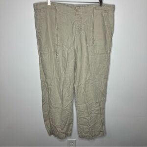 Aqua Toscano 100% linen wide leg‎ pants tan size XL